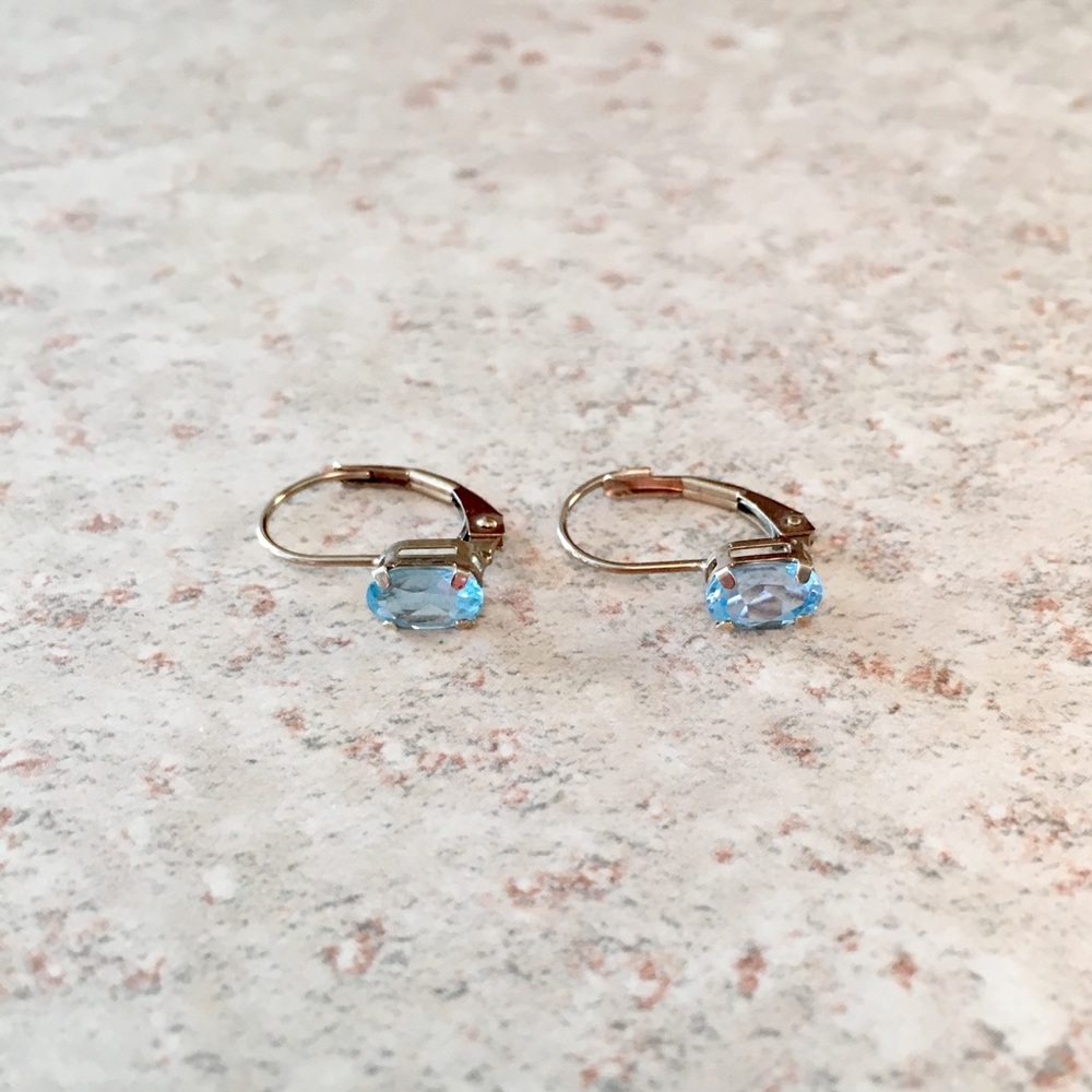 Genuine Blue Topaz 10K Gold Earrings